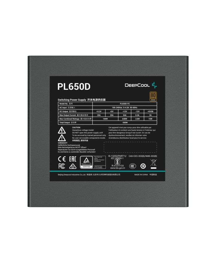 Fonte di Alimentazione DEEPCOOL R-PL650D-FC0B-EU-V2 650 W 80 Plus Bronze