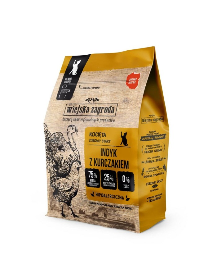 Cibo per gatti WIEJSKA ZAGRODA Kitten Turkey with chicken Tacchino 400 g