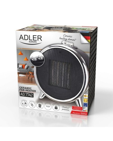 Termoventilatore Portatile Adler AD 7742 Nero Argento 1500 W Termoventilatore Portatile Adler AD 7742 Nero Argento 1500 W