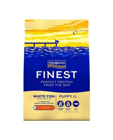 mangime FISH4DOGS Finest Puppy Small Complete White fish Pesce 1,5 Kg