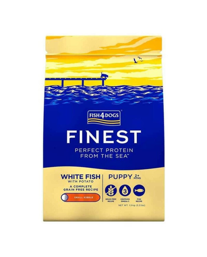 mangime FISH4DOGS Finest Puppy Small Complete White fish Pesce 1,5 Kg