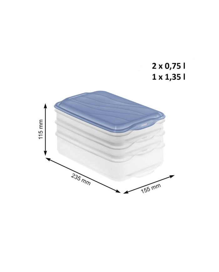 Contenitore per Conservare gli Alimenti Rotho Rondo Horizon blue Azzurro Trasparente 750 ml 1,35 L