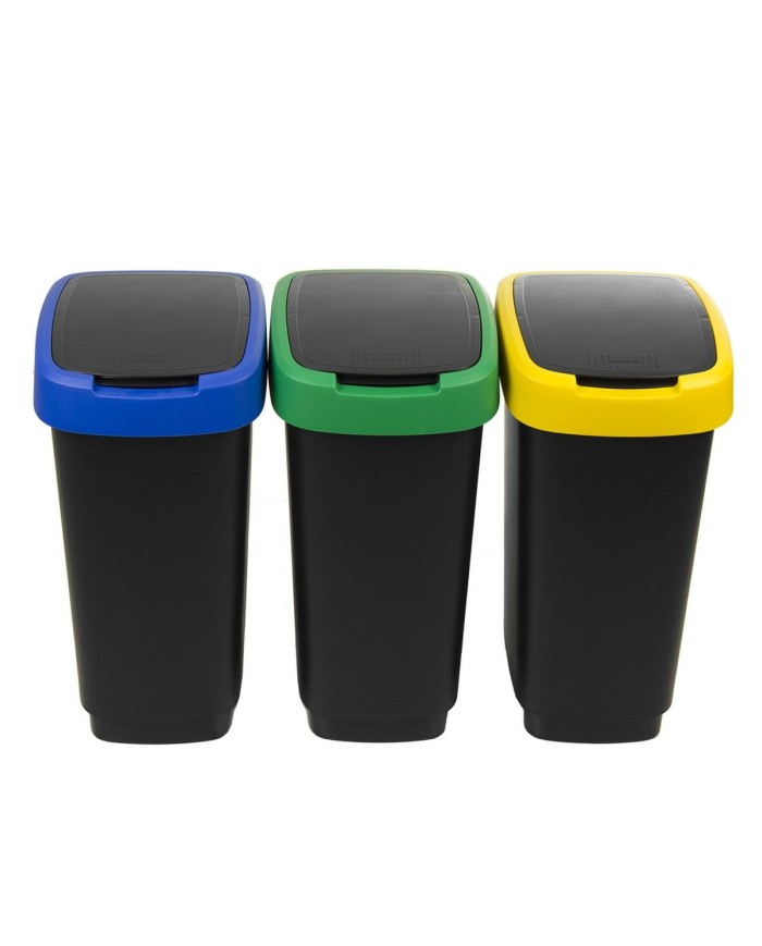 Secchio della spazzatura Rotho Twist Azzurro Nero Rosso Verde 25 L Plastica