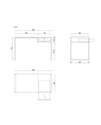 Scrivania Unique LESTE JSBG-142-1 Nero Acciaio 120 x 76 x 60 cm