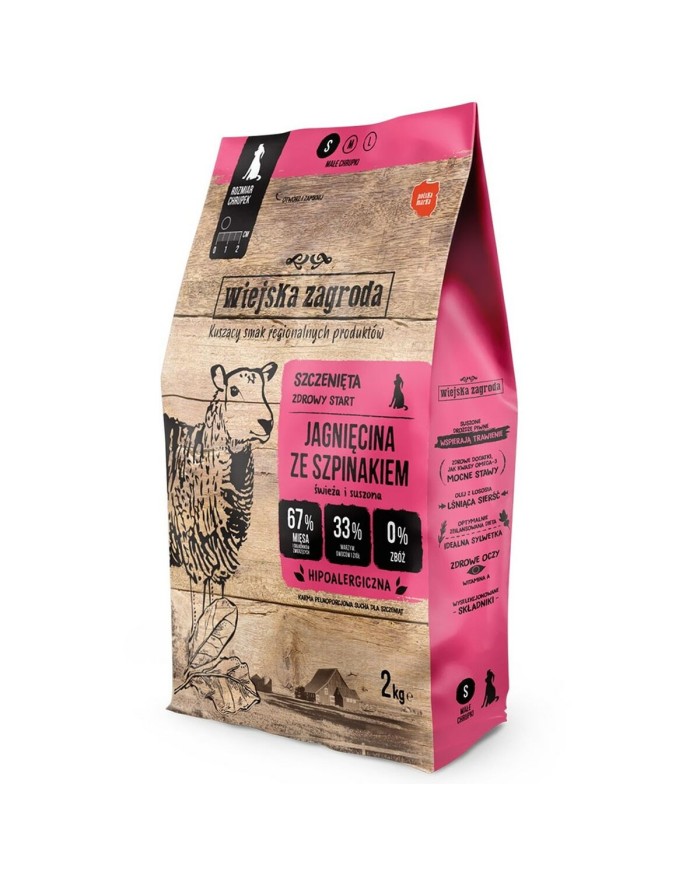 mangime WIEJSKA ZAGRODA Lamb with spinach S puppy Agnello 2 Kg