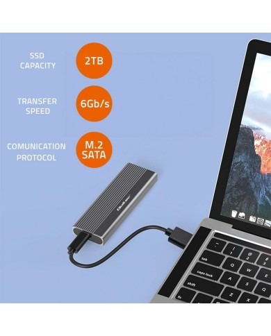 Scatola Esterna Qoltec 52267 Grigio Scatola Esterna Qoltec 52267 Grigio