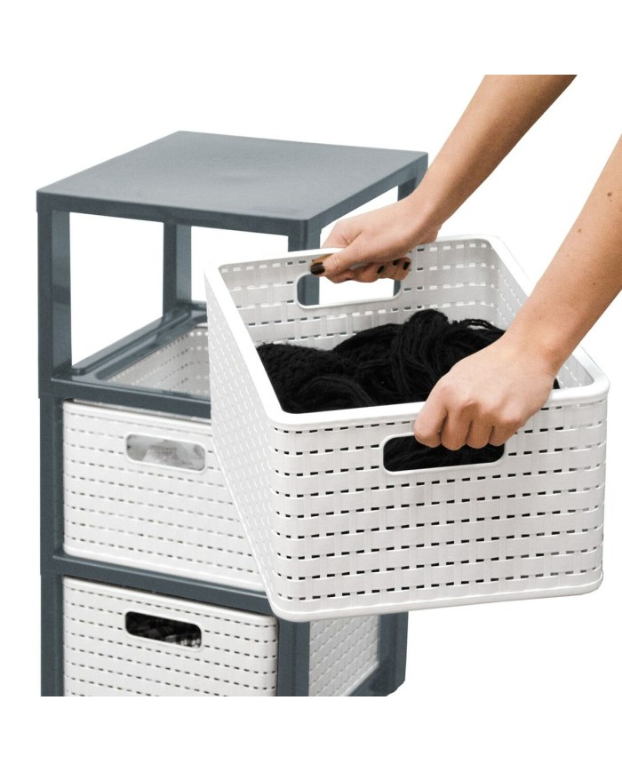 Scaffale Rotho Country Bianco Antracite Plastica