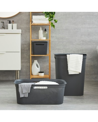 Cesto per i Panni Rotho Brisen Nero 50 L Plastica