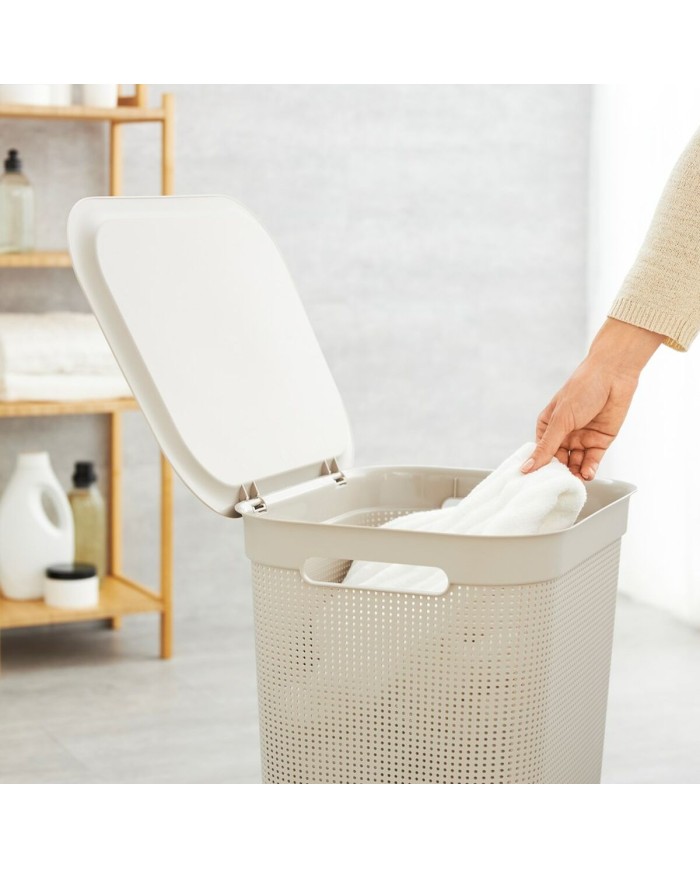 Cesto per i Panni Rotho Brisen Nero 50 L Plastica Cesto per i Panni Rotho Brisen Nero 50 L Plastica