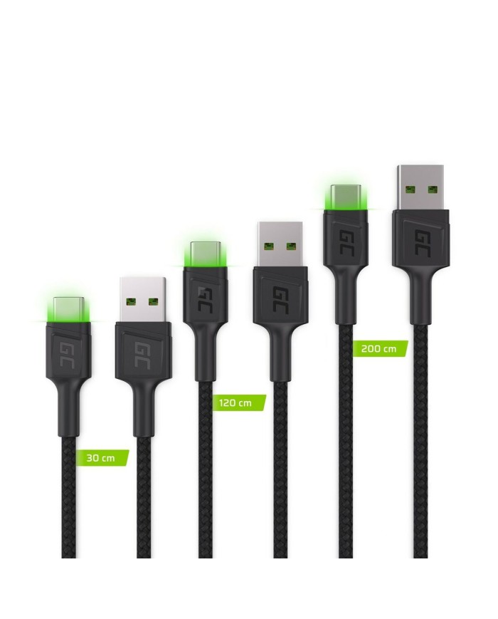 Adattatore USB con USB-C Green Cell KABGCSET01 Nero Verde 2 m (3 Unità)