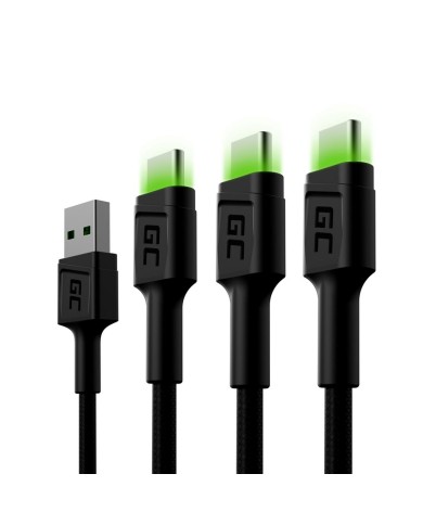 Adattatore USB con USB-C Green Cell KABGCSET02 Nero 1,2 m (3 Unità) Adattatore USB con USB-C Green Cell KABGCSET02 Nero 1,2 m (3 Unità)