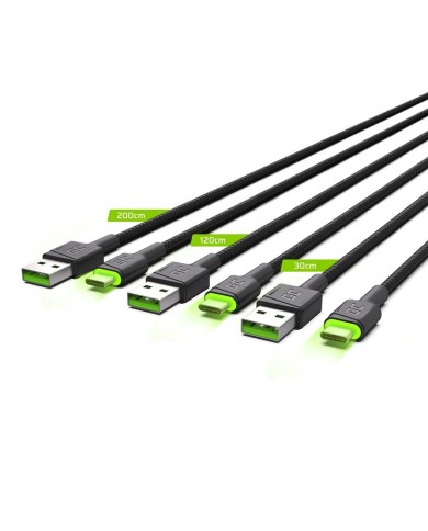 Adattatore USB con USB-C Green Cell KABGCSET01 Nero Verde 2 m (3 Unità) Adattatore USB con USB-C Green Cell KABGCSET01 Nero Verde 2 m (3 Unità)