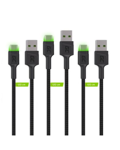Adattatore USB con USB-C Green Cell KABGCSET02 Nero 1,2 m (3 Unità) Adattatore USB con USB-C Green Cell KABGCSET02 Nero 1,2 m (3 Unità)