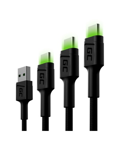 Adattatore USB con USB-C Green Cell KABGCSET01 Nero Verde 2 m (3 Unità) Adattatore USB con USB-C Green Cell KABGCSET01 Nero Verde 2 m (3 Unità)