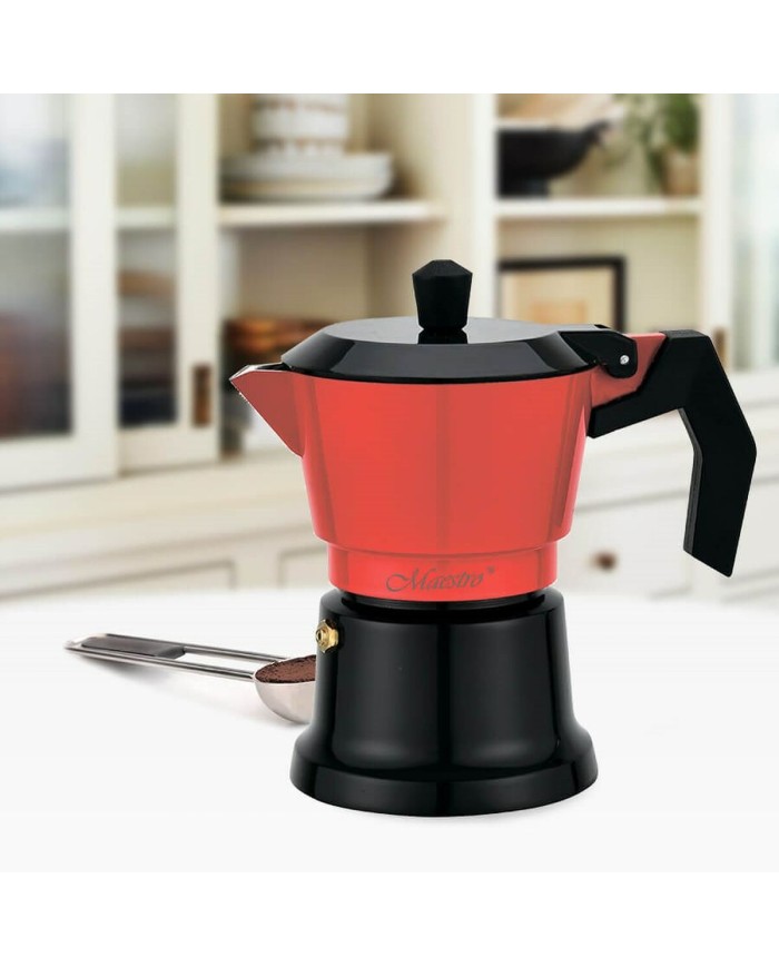 Caffettiera Italiana Feel Maestro MR-1657-6 Nero Rosso Alluminio 300 ml 6 Tazze Caffettiera Italiana Feel Maestro MR-1657-6 Nero Rosso Alluminio 300 ml 6 Tazze