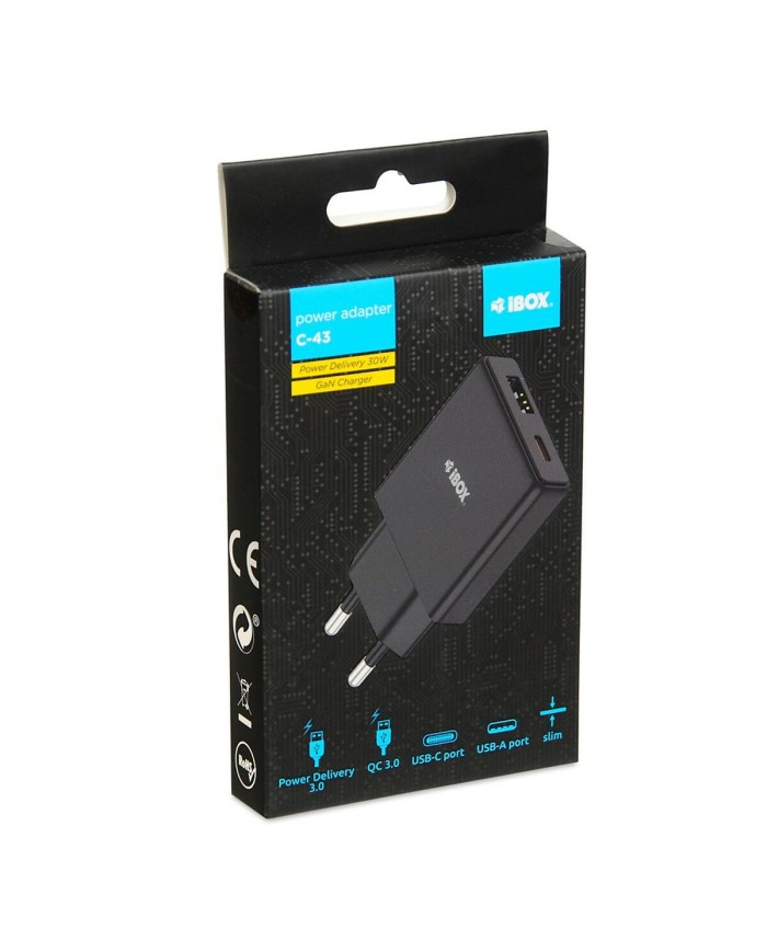 Caricabatterie da Parete Ibox ILUC43B Nero 30 W (1 Unità) Caricabatterie da Parete Ibox ILUC43B Nero 30 W (1 Unità)