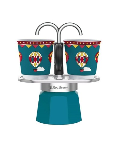 Caffettiera Italiana Bialetti Mini Express Winter Wonderland Turchese Alluminio 2 Tazze 0,9 l