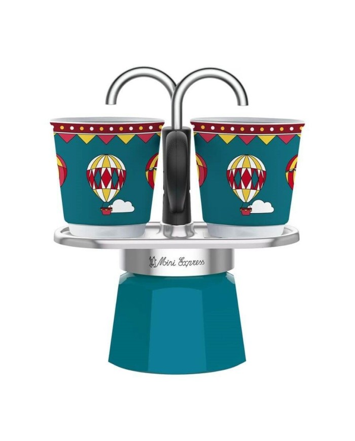 Caffettiera Italiana Bialetti Mini Express Winter Wonderland Turchese Alluminio 2 Tazze 0,9 l