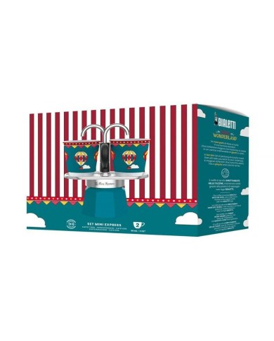 Caffettiera Italiana Bialetti Mini Express Winter Wonderland Turchese Alluminio 2 Tazze 0,9 l