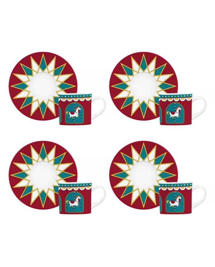 Set di Tazze da Caffè Bialetti Winter Wonderland Turchese Porcellana 80 ml 4 Unità