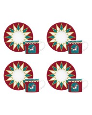 Set di Tazze da Caffè Bialetti Winter Wonderland Turchese Porcellana 80 ml 4 Unità