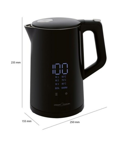 Bollitore Proficook PC-WKS 1243 Nero Acciaio inossidabile 2200 W 1,7 L