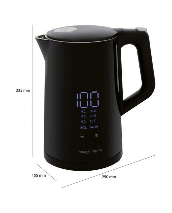 Bollitore Proficook PC-WKS 1243 Nero Acciaio inossidabile 2200 W 1,7 L Bollitore Proficook PC-WKS 1243 Nero Acciaio inossidabile 2200 W 1,7 L