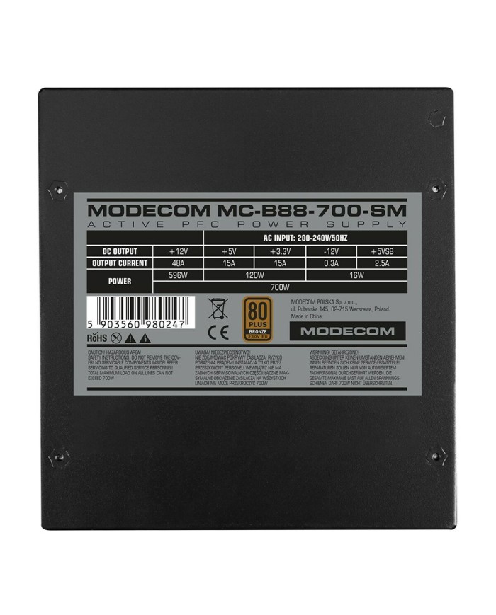 Fonte di Alimentazione Modecom ZAS-MC-B88-700-ATX-SM ATX 700 W 80 Plus Bronze