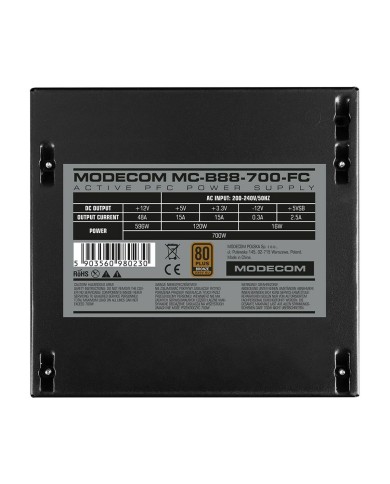 Fonte di Alimentazione Modecom ZAS-MC-B88-700-ATX-FC-BULK ATX 700 W 80 Plus Bronze