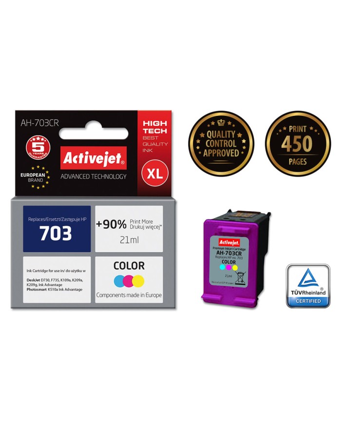 Cartuccia d'inchiostro compatibile Activejet AH-703CR Ciano/Magenta/Giallo