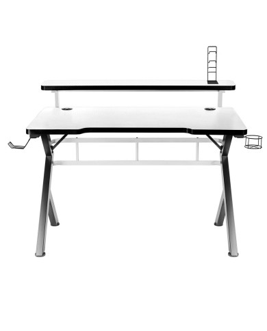 Scrivania Gaming Huzaro HZ-Hero 5.0 White Bianco Nero Fibra di carbonio 120 x 60 cm