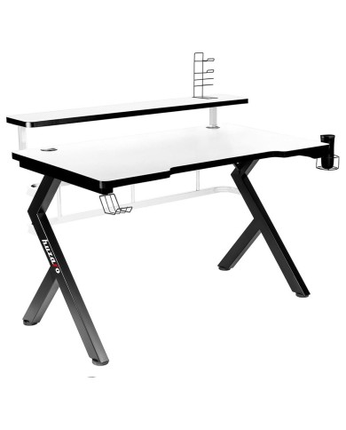 Scrivania Gaming Huzaro HZ-Hero 5.0 White Bianco Nero Fibra di carbonio 120 x 60 cm