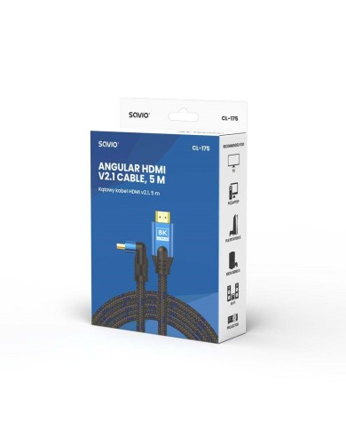 Cavo HDMI Savio CL-175 Azzurro Nero 5 m Cavo HDMI Savio CL-175 Azzurro Nero 5 m