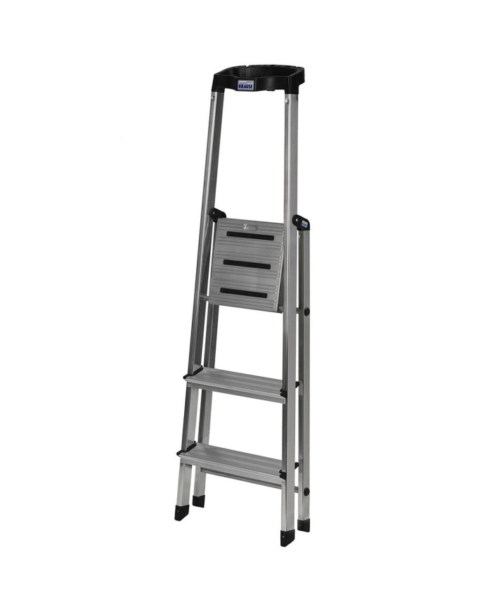 Scala Pieghevole a 3 Scalini Krause 126313 Argentato Alluminio