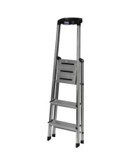 Scala Pieghevole a 3 Scalini Krause 126313 Argentato Alluminio