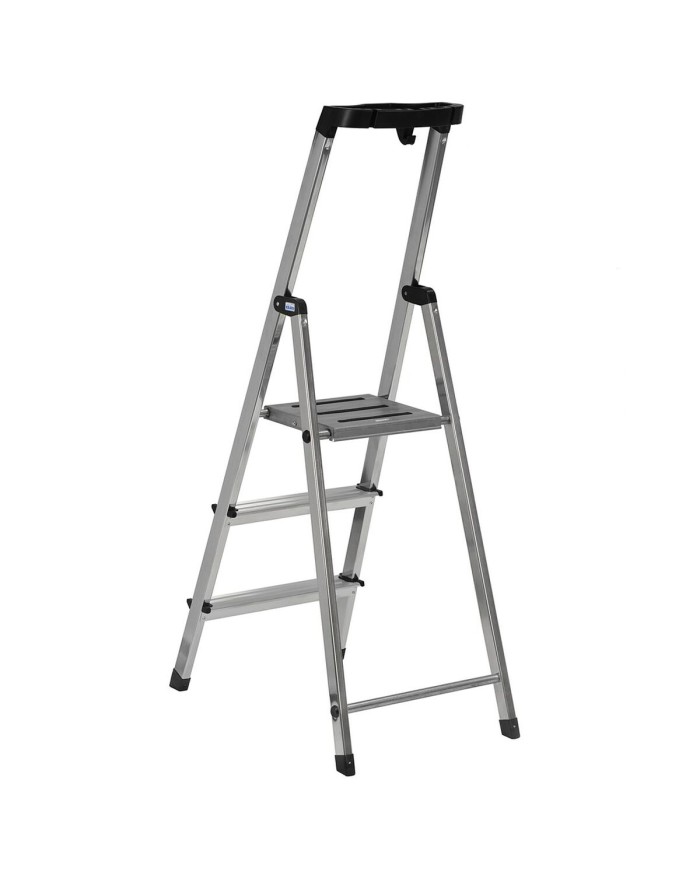 Scala Pieghevole a 3 Scalini Krause 126313 Argentato Alluminio
