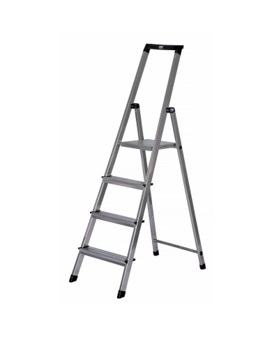 Scala Pieghevole a 4 Scalini Krause 126221 Argentato Alluminio