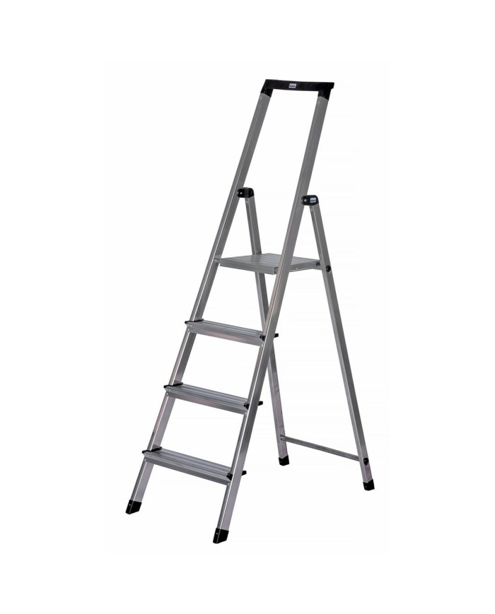 Scala Pieghevole a 4 Scalini Krause 126221 Argentato Alluminio