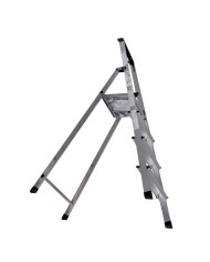 Scala Pieghevole a 4 Scalini Krause 126221 Argentato Alluminio