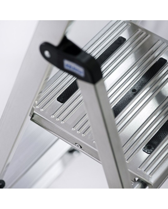 Scala Pieghevole a 5 Scalini Krause 729 Argentato Acciaio inossidabile Alluminio