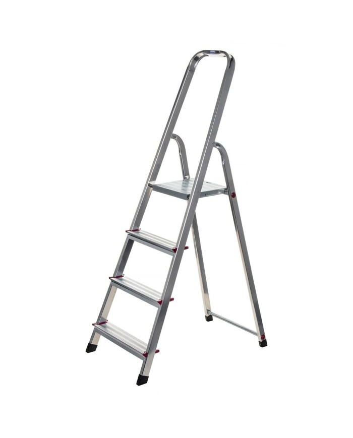 Scala Pieghevole a 4 Scalini Krause 000705 Argentato Alluminio