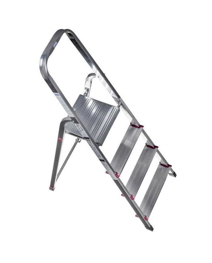 Scala Pieghevole a 4 Scalini Krause 000705 Argentato Alluminio