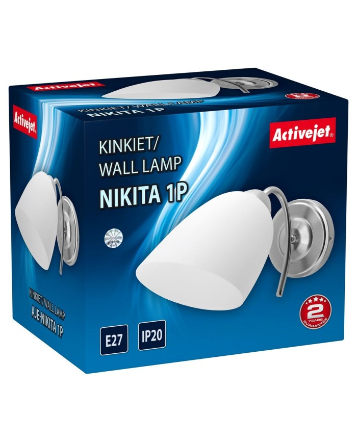 Applique da Parete Activejet NIKITA 1P Nikiel Bianco nichel Metallo Vetro 60 W 220-240 V 26 x 12 x 12,5 cm 30 x 12 x 15 cm (1 Pe Applique da Parete Activejet NIKITA 1P Nikiel Bianco nichel Metallo Vetro 60 W 220-240 V 26 x 12 x 12,5 cm 30 x 12 x 15 cm (1 Pe
