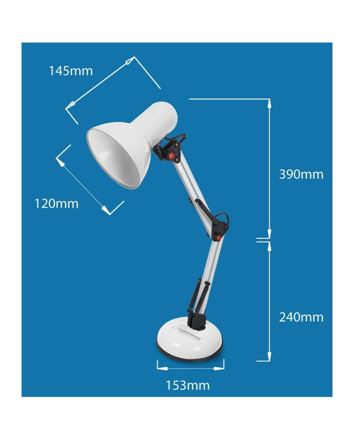 Lampada da scrivania Esperanza ELD112W Bianco Nero Plastica 12 W Lampada da scrivania Esperanza ELD112W Bianco Nero Plastica 12 W