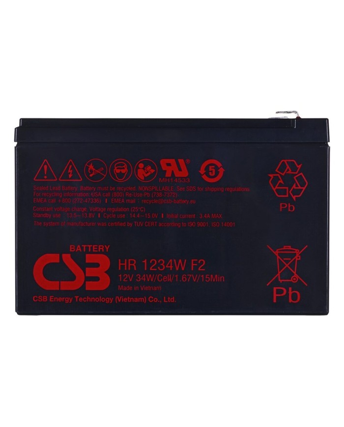 Batteria per Gruppo di Continuità UPS HITACHI CSB HR1234WF2 9 Ah 12 V