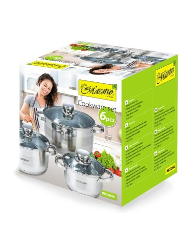 Casseruole Feel Maestro MR-2220-6L Argentato Acciaio 6 Pezzi Casseruole Feel Maestro MR-2220-6L Argentato Acciaio 6 Pezzi