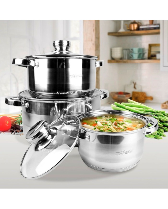 Casseruole Feel Maestro MR-2220-6L Argentato Acciaio 6 Pezzi