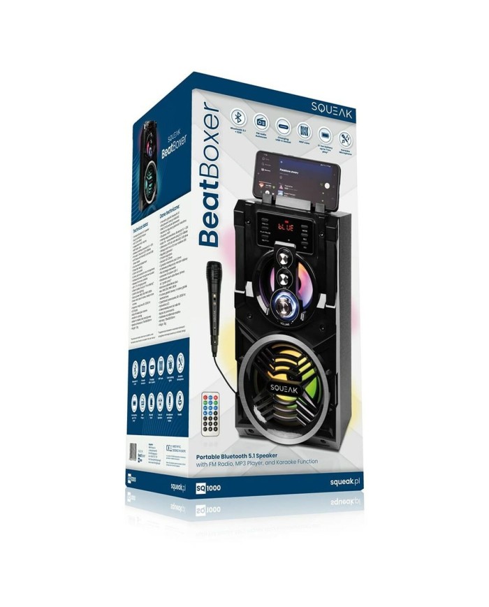 Altoparlante Bluetooth Portatile SQUEAK SQ1000 Nero 20 W Altoparlante Bluetooth Portatile SQUEAK SQ1000 Nero 20 W