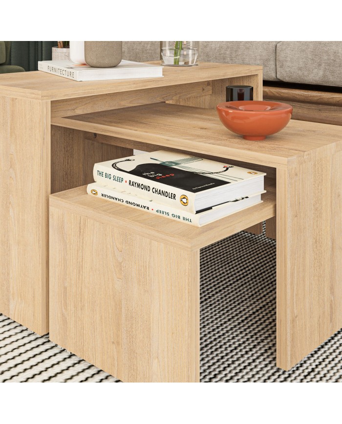 Set di 3 tavoli Alexandra House Living Rovere Legno MDP 32 x 65 x 30 cm 24 x 65 x 30 cm 39 x 65 x 30 cm