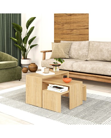 Set di 3 tavoli Alexandra House Living Rovere Legno MDP 32 x 65 x 30 cm 24 x 65 x 30 cm 39 x 65 x 30 cm
